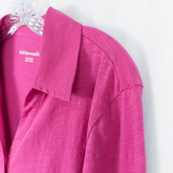 Soft Surroundings Pamplona Tunic Top Womens Petite Small Pink Cotton Button Up - Picture 6 of 14